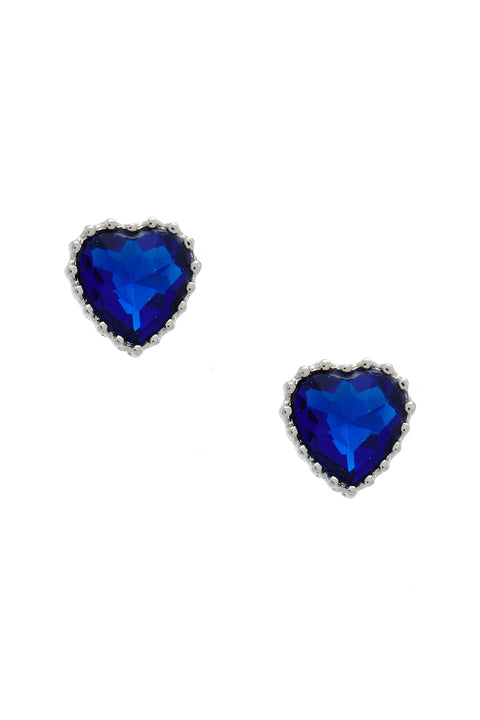 Faux Sapphire Gemstone Heart Earrings | OROSHE
