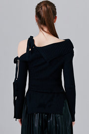 Camilla Ribbed Knit Top with Tie Sleeve | OROSHE