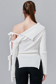 Camilla Ribbed Knit Top with Tie Sleeve | OROSHE