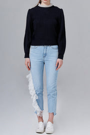 Cara Ruffle Neck Knit Top | OROSHE