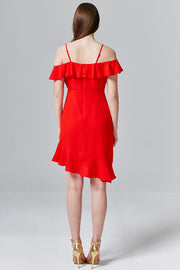 Evie Ruffle Open-Shoulder Dress | OROSHE