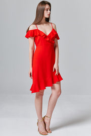 Evie Ruffle Open-Shoulder Dress | OROSHE