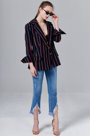 Heidi Striped Blazer with Rings