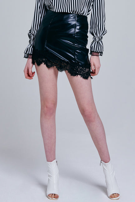 Ida Faux Leather Rocker Skirt | OROSHE