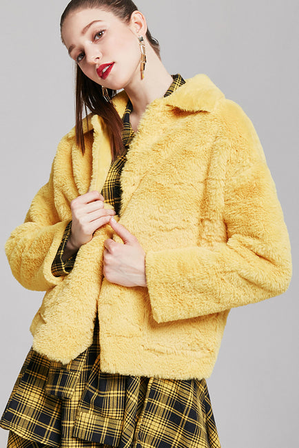 Nicole Cropped Faux Fur Jacket | OROSHE