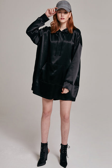 Heather Shimmery Pocket Hoodie Dress | OROSHE