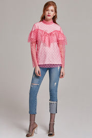 Claire Polka Dot Ruffle Top | OROSHE