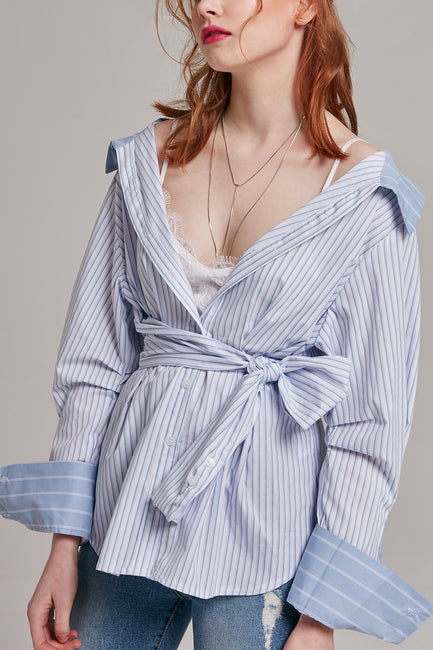 Charlie Tie Waist Button-Up Blouse | OROSHE