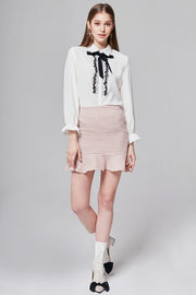 Vanessa Ruffle-trimmed Blouse with Ribbon | OROSHE