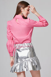 Amy Metallic Ruffled Mini Skirt | OROSHE