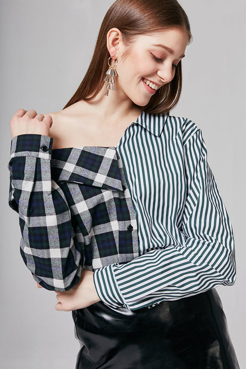 Erica Multi-print One Shoulder Shirt | OROSHE