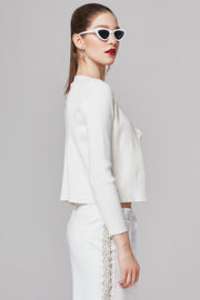 Karen Ribbed-Knit Top with Cardigan | OROSHE