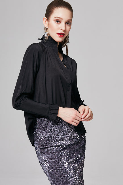 Melissa Ruffled-Neck Blouse | OROSHE