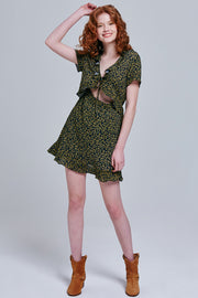 Judi Floral Print Tie Front Dress | OROSHE