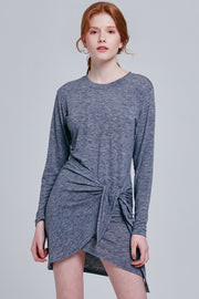 Lani Tie Front Gray Dress | OROSHE