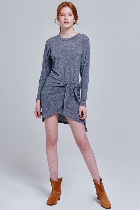 Lani Tie Front Gray Dress | OROSHE