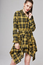 Laura Checked Tie-Waist Shirt Dress | OROSHE