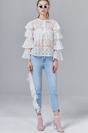 Lindsey Lace Ruffle Jeans | OROSHE