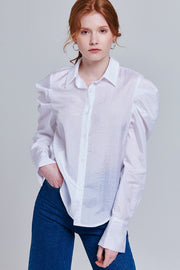 Mckenna Button-Up Puff Sleeve Blouse | OROSHE