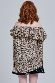 Octavia Leopard Print Bardot Top | OROSHE