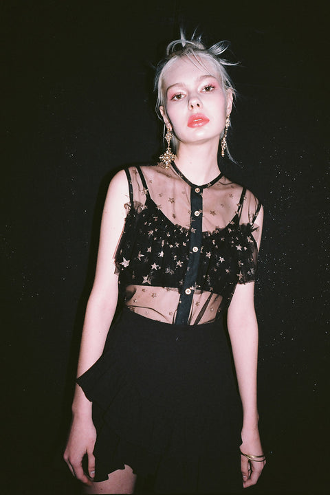 Portia Sheer Star Sleeveless Top | OROSHE