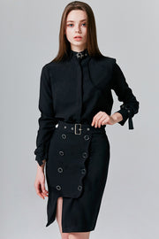 Sienna Buckled Funnel Neck Blouse | OROSHE