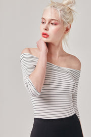 Striped Bardot Top | OROSHE